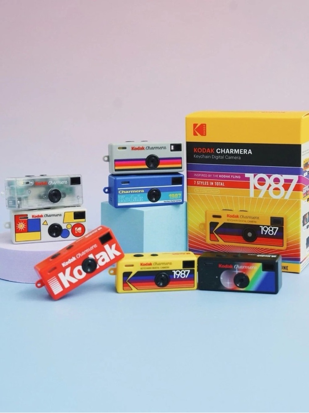 Kodak Charmera Keychain Camera Set - Red, Yellow, Blue, Black, Clear